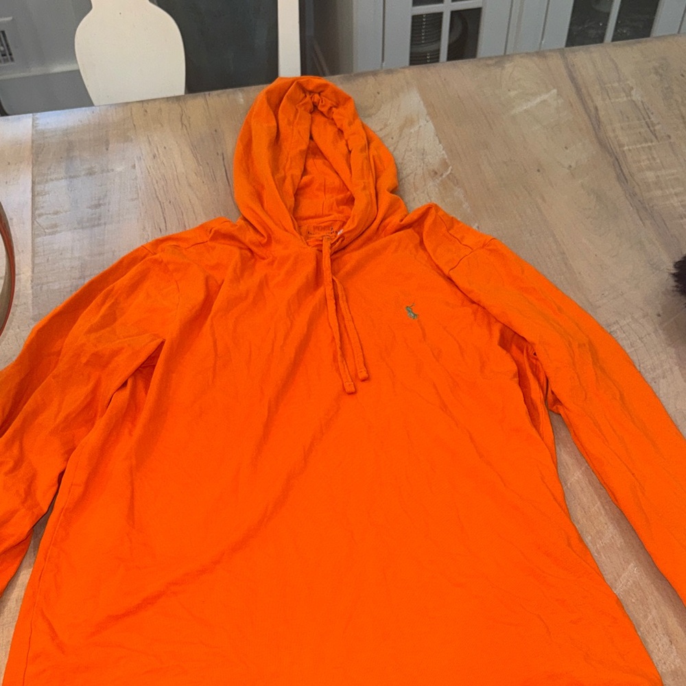 Ralph Lauren Bright Orange Pullover Hoodie with Pony